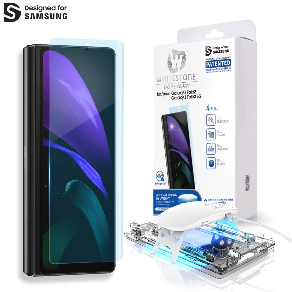 Korean Whitestone UV Dome Glass for Samsung Galaxy Z Fold 2/Fold 2 5G (6.2 inch) Front Screen Protector with UV Light [1 Pack Glass]