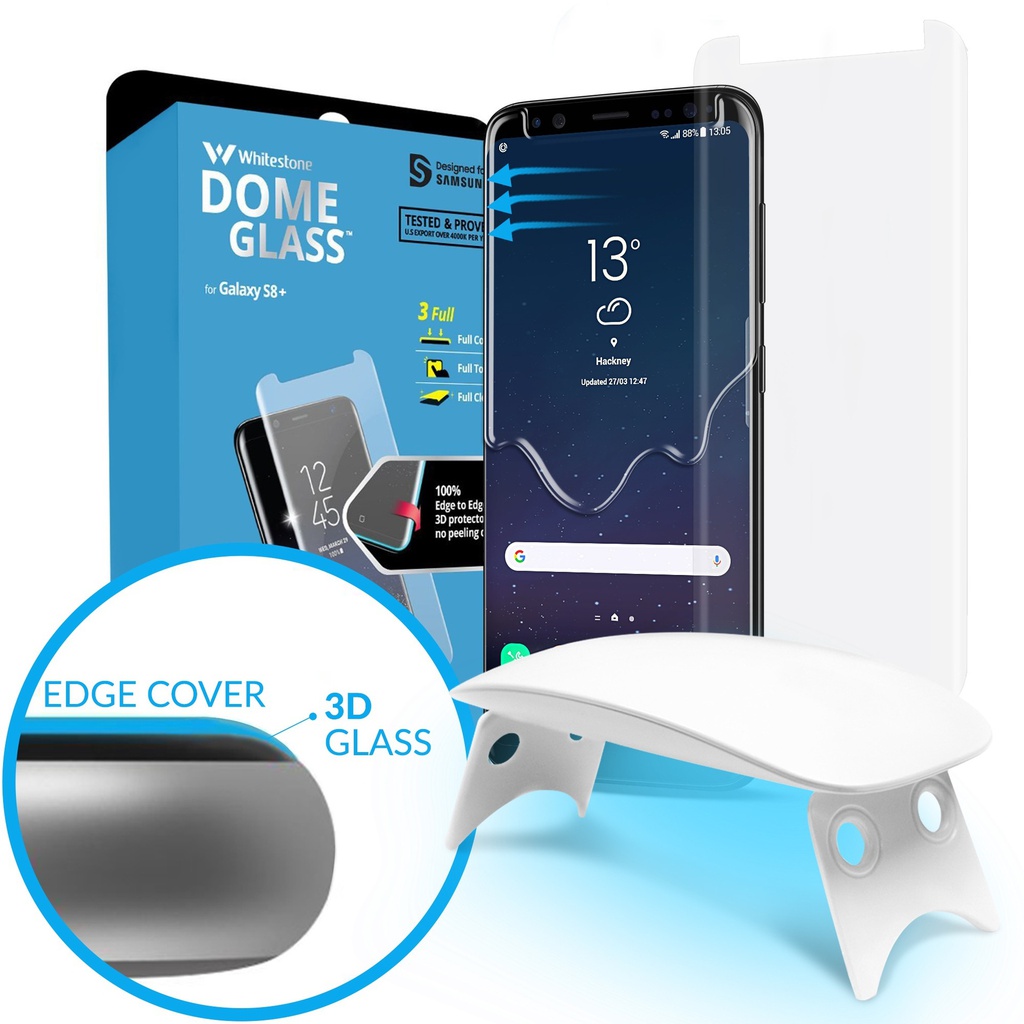 Korean Whitestone UV Dome Glass for Samsung Galaxy S8+ Screen Protector with UV Light [1 Pack Glass]