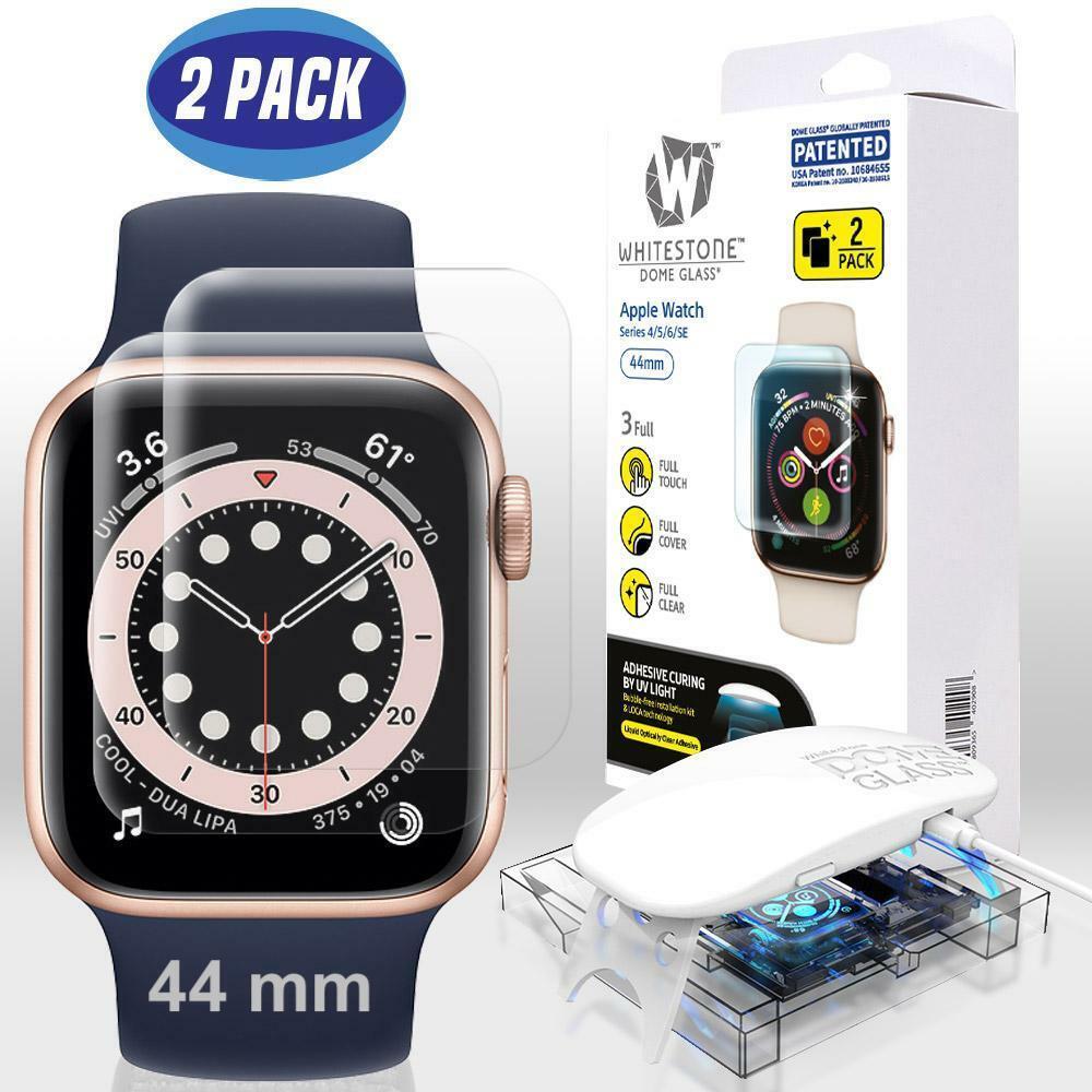 Korean Whitestone UV Dome Glass for Apple Watch Screen Protector with UV Light 44mm [2 Pack Glass]